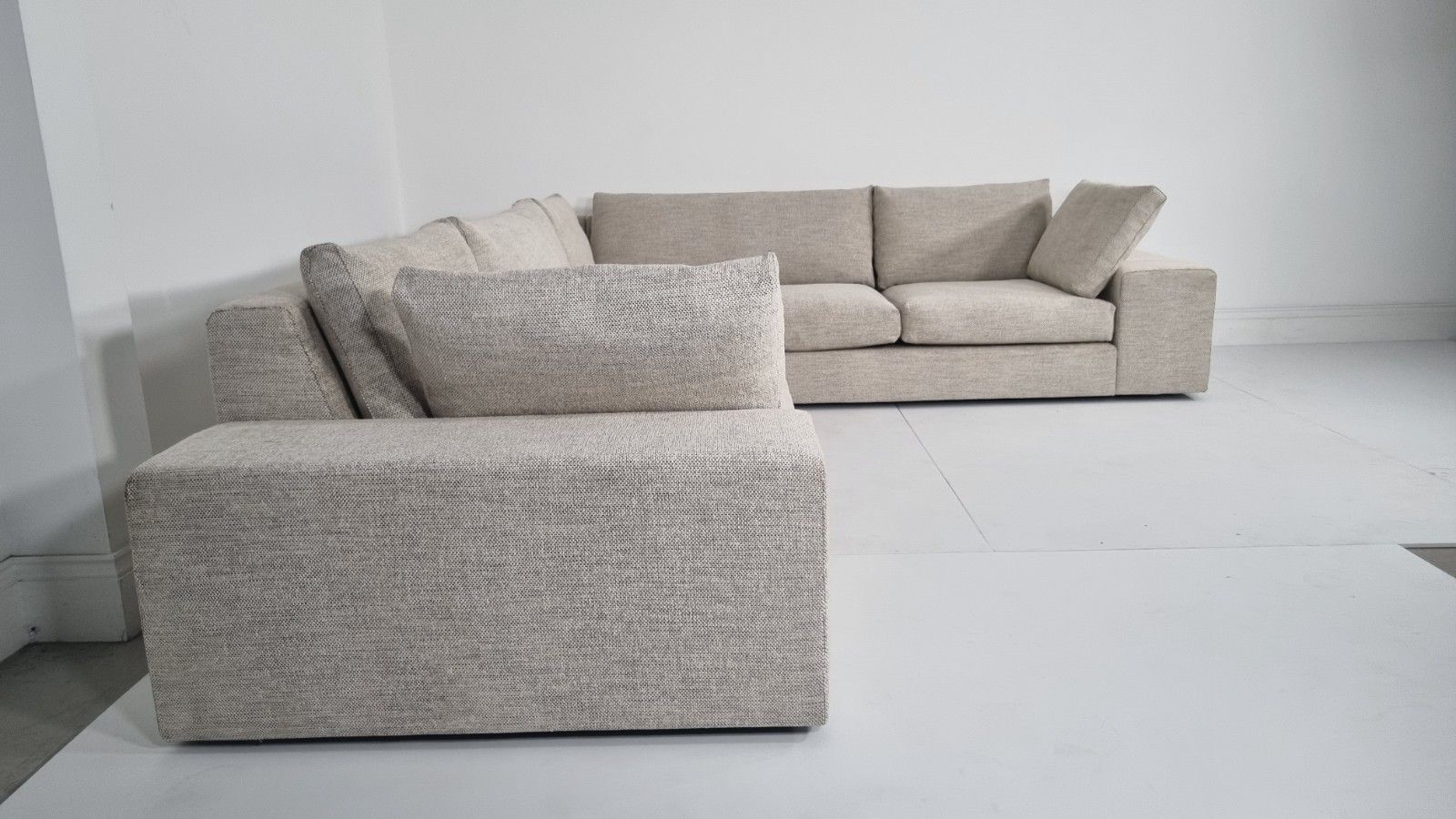 Ligne Roset Exclusif Corner Sofa In Cream And Slate Grey Interwoven Fabric photo buy