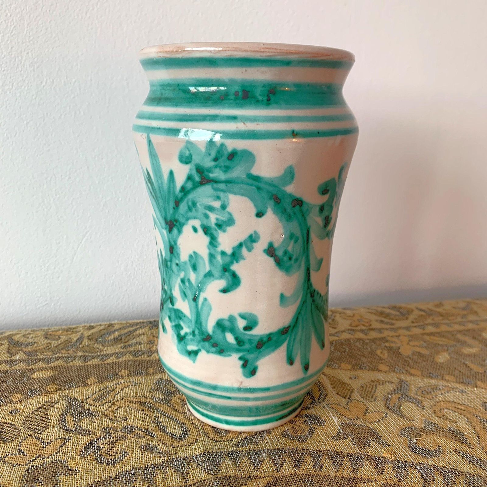 Rare Art Vase   By Igor Santo Stefano Di Camastra   Teal Fern Design