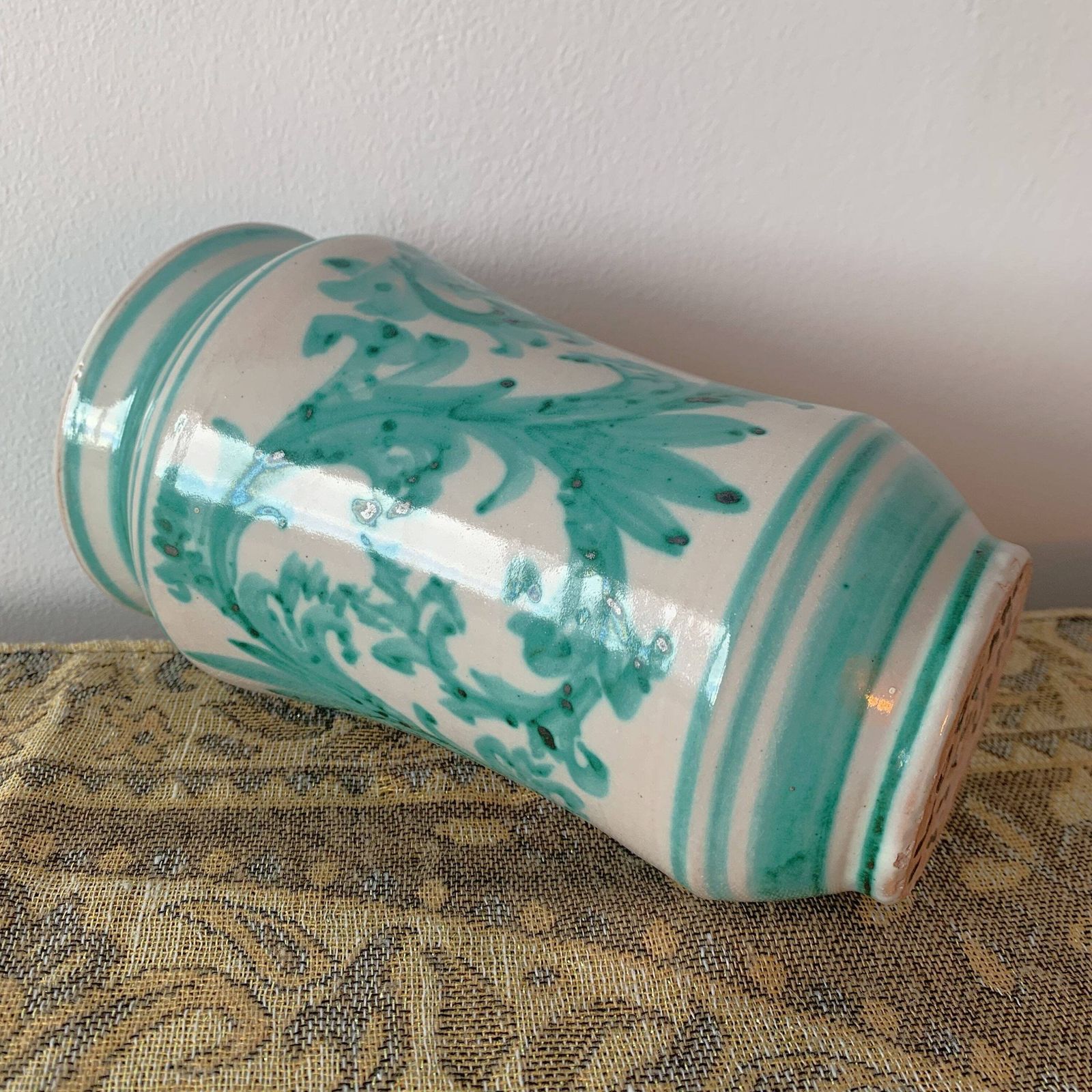 Rare Art Vase   By Igor Santo Stefano Di Camastra   Teal Fern Design photo Home Decor