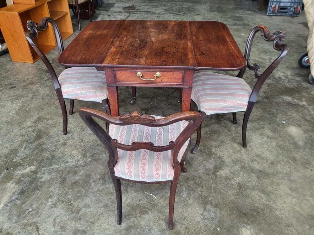 Antique Victorian Pembroke Drop Leaf Dining Occasional Table Drawer photo 295.0