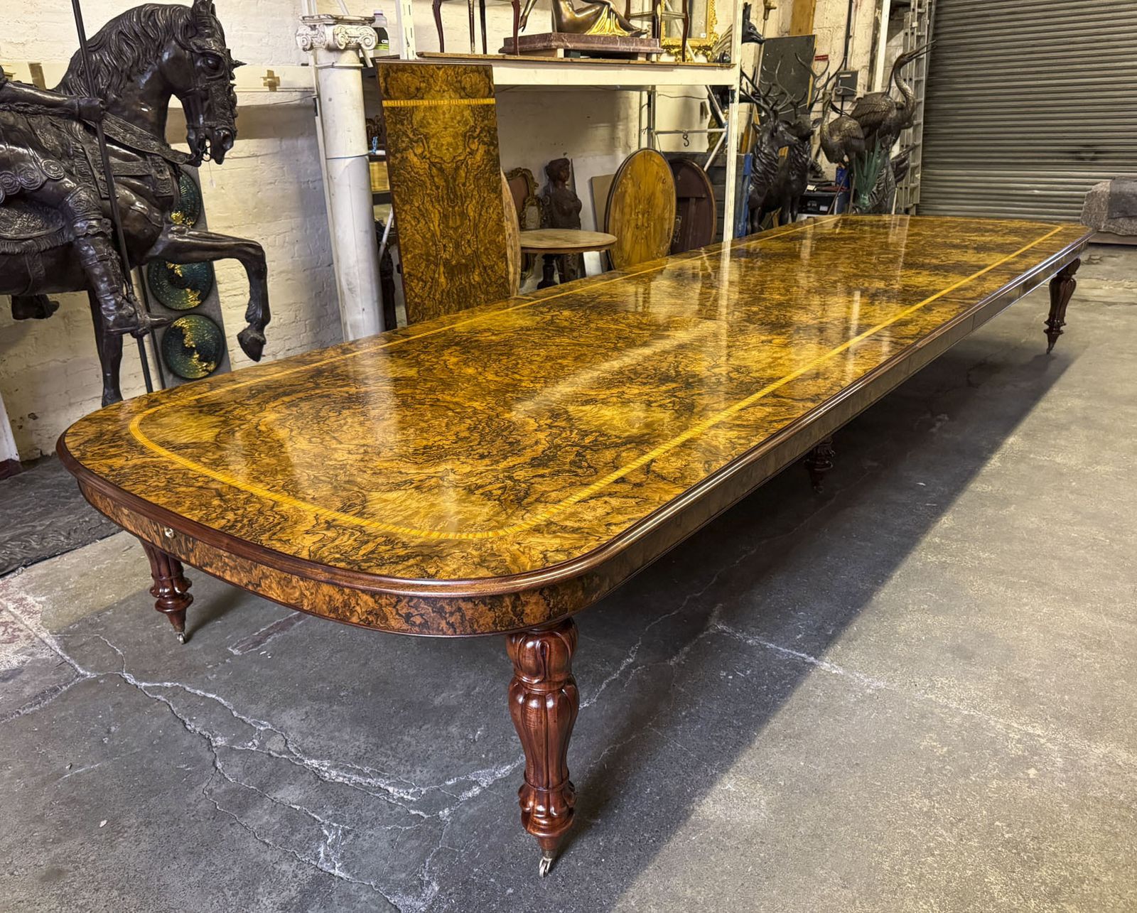 Huge Bespoke 22ft Burr Walnut & Crossbanded Dining Table & 22chairs photo buy