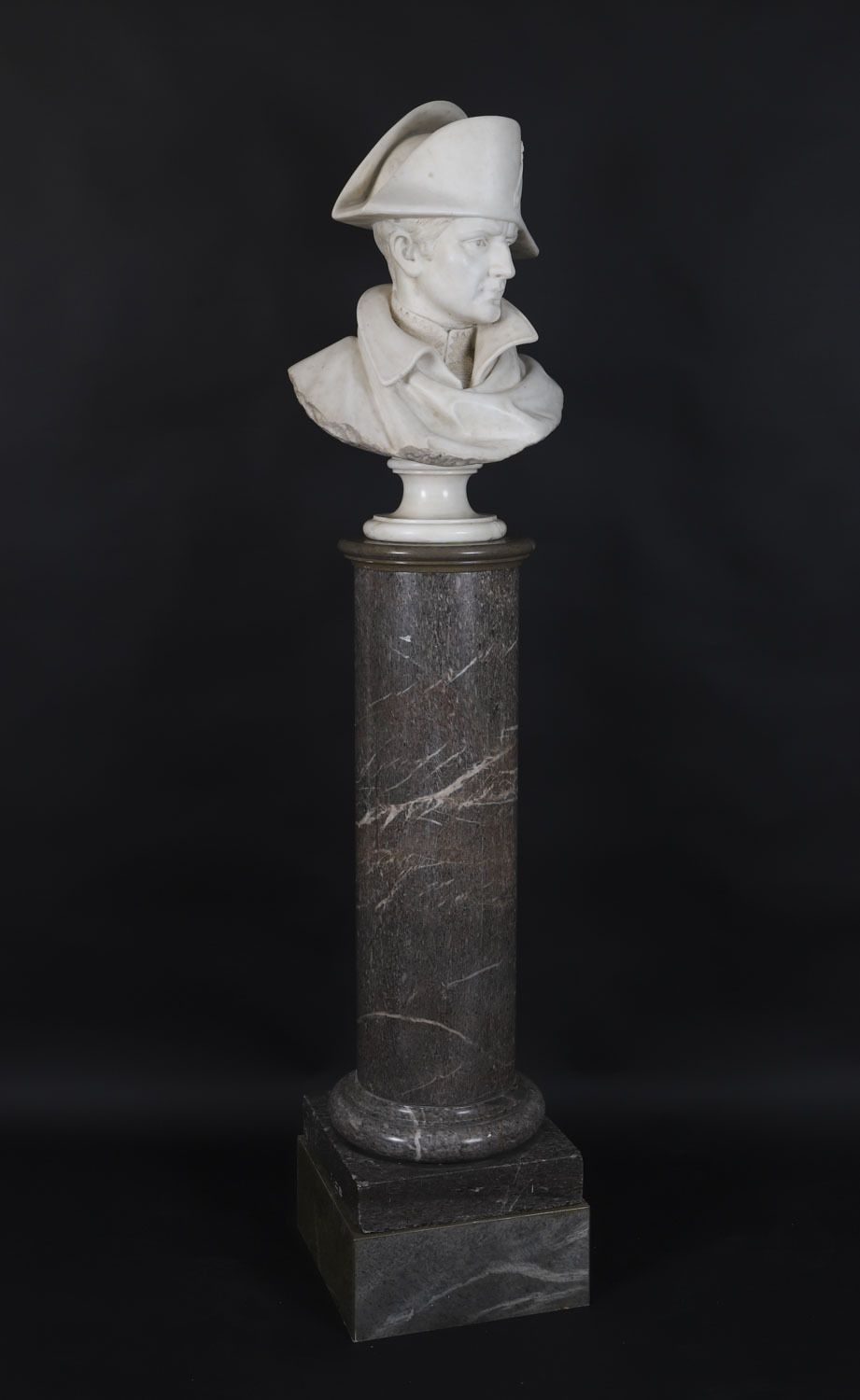 Fine Antique Napoleon Bonaparte Marble Bust & Pedestal  Early19th C  169cm photo for sale