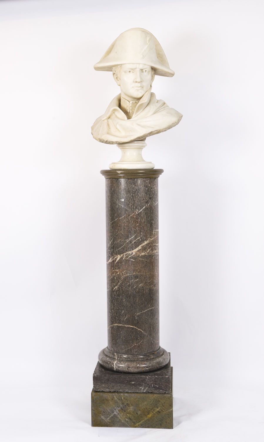 Art Fine Antique Napoleon Bonaparte Marble Bust & Pedestal  Early19th C  169cm photo