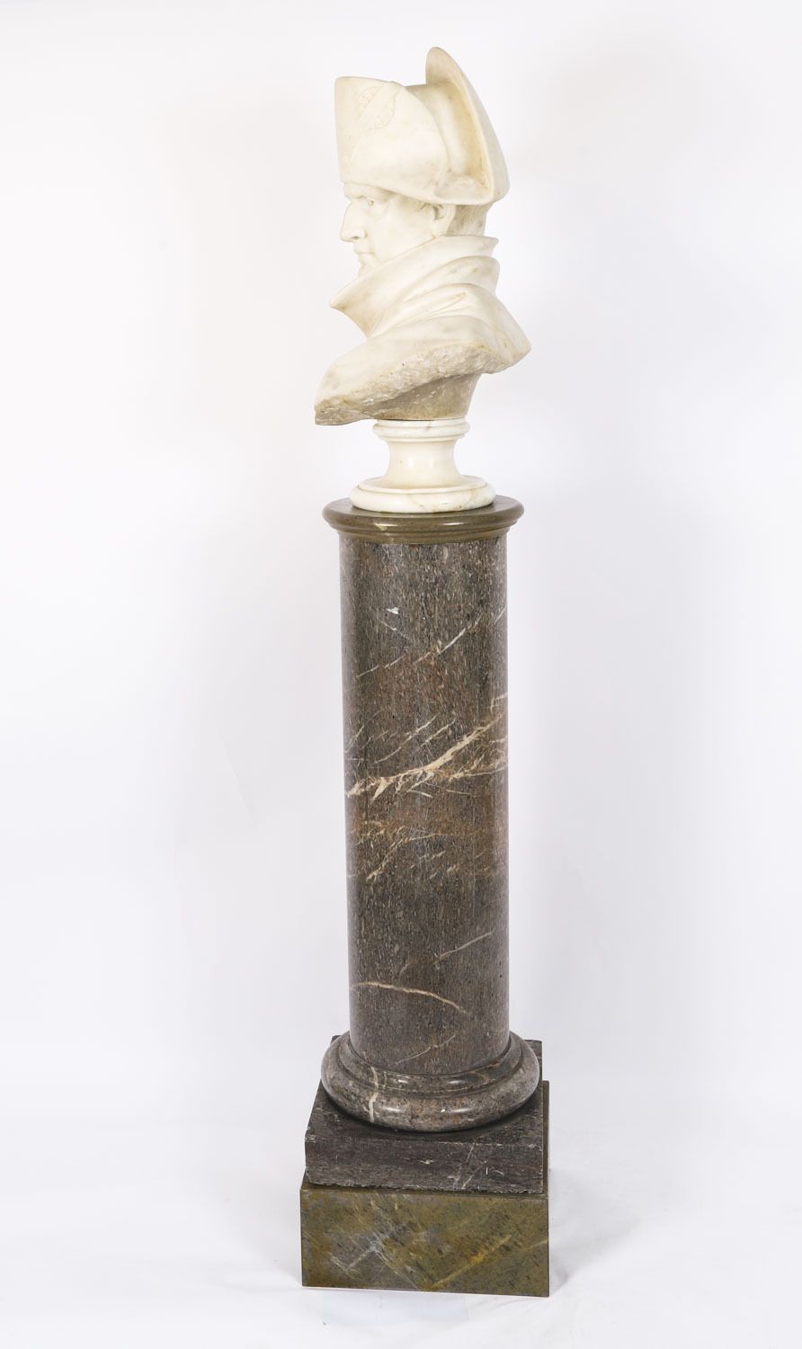 13750.0 Fine Antique Napoleon Bonaparte Marble Bust & Pedestal  Early19th C  169cm photo