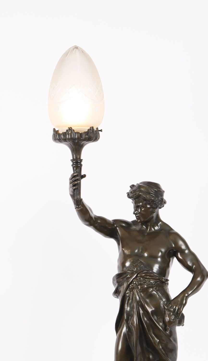 Antique Large French Bronze Lamp Of 'Gloire Et Fortune' By Emile Picault 19th C photo for sale