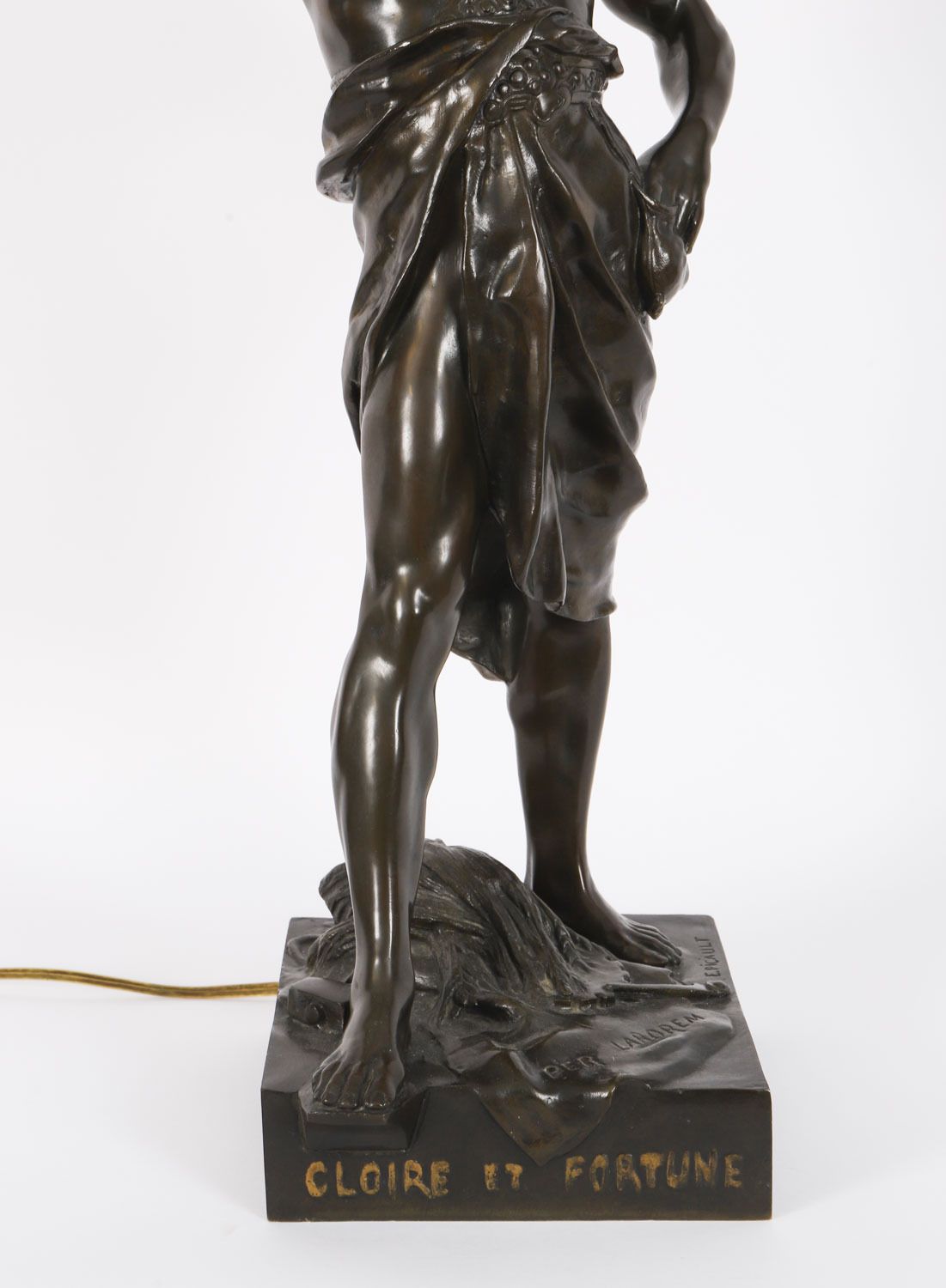 Antique Large French Bronze Lamp Of 'Gloire Et Fortune' By Emile Picault 19th C photo vintage