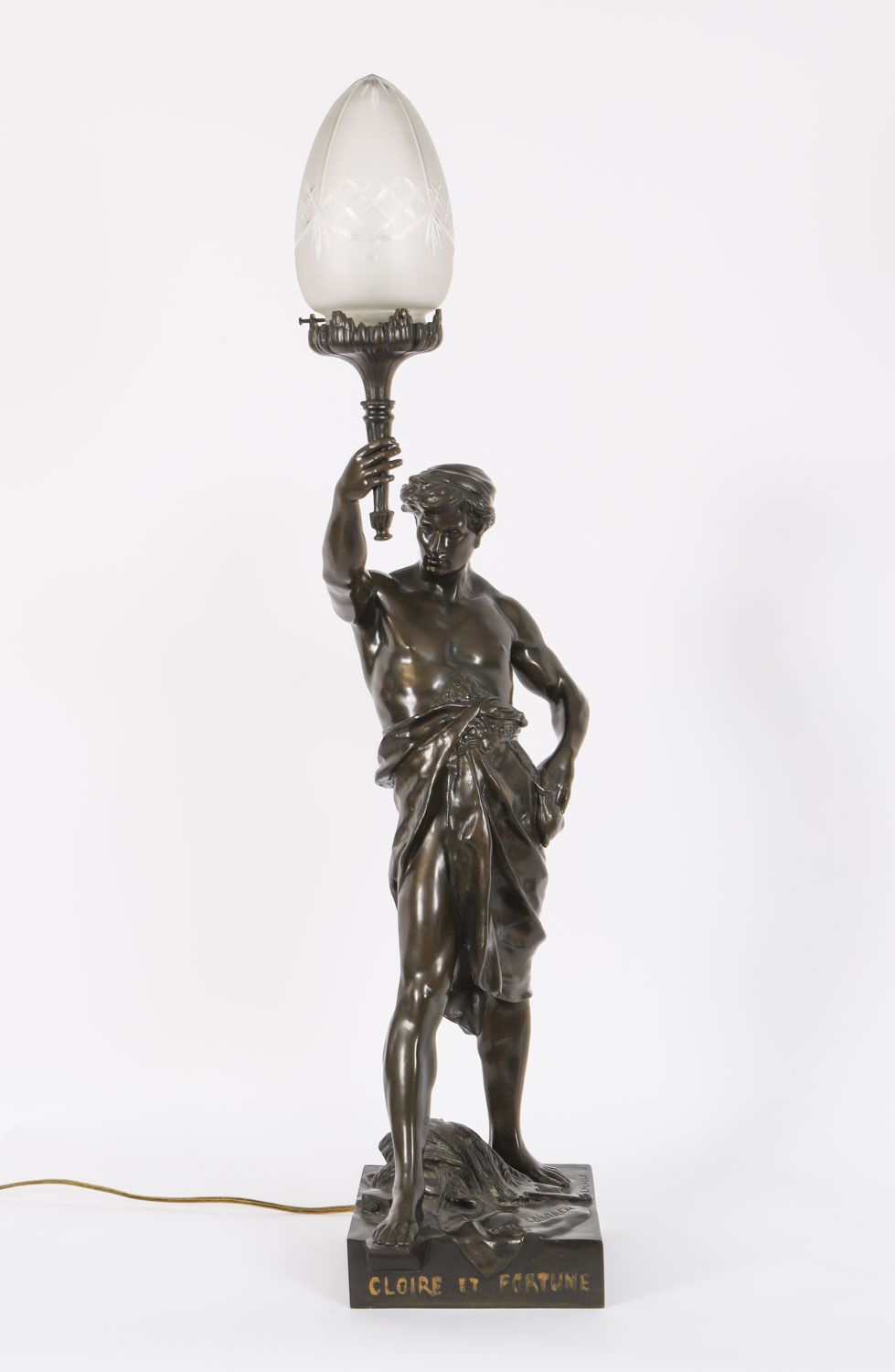 photo furniture Antique Large French Bronze Lamp Of 'Gloire Et Fortune' By Emile Picault 19th C