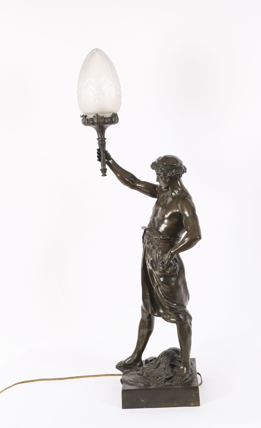 photo vinterior Antique Large French Bronze Lamp Of 'Gloire Et Fortune' By Emile Picault 19th C