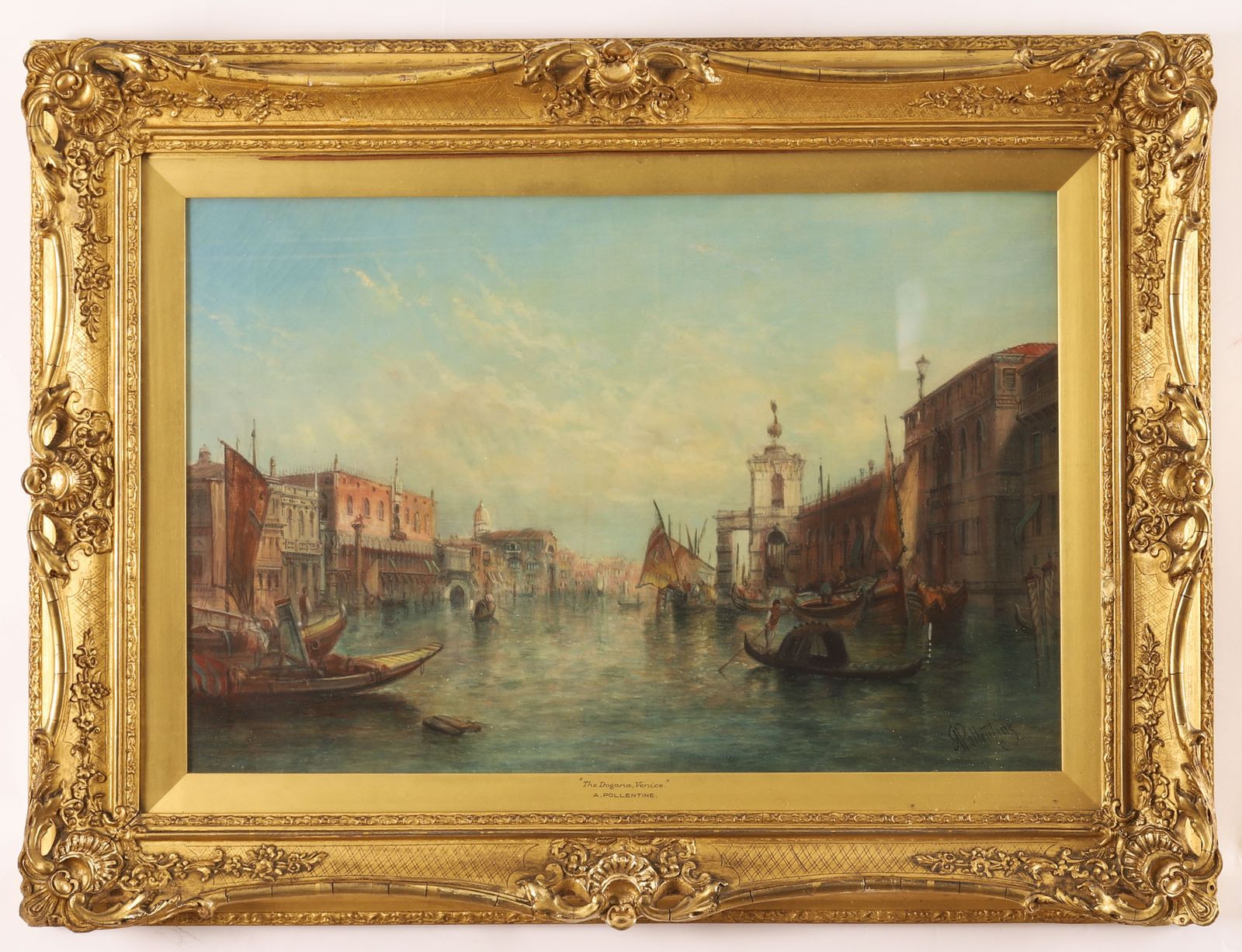 Antique Pair Oil Paintings Grand Canal Venice Alfred Pollentine  19th C photo furniture
