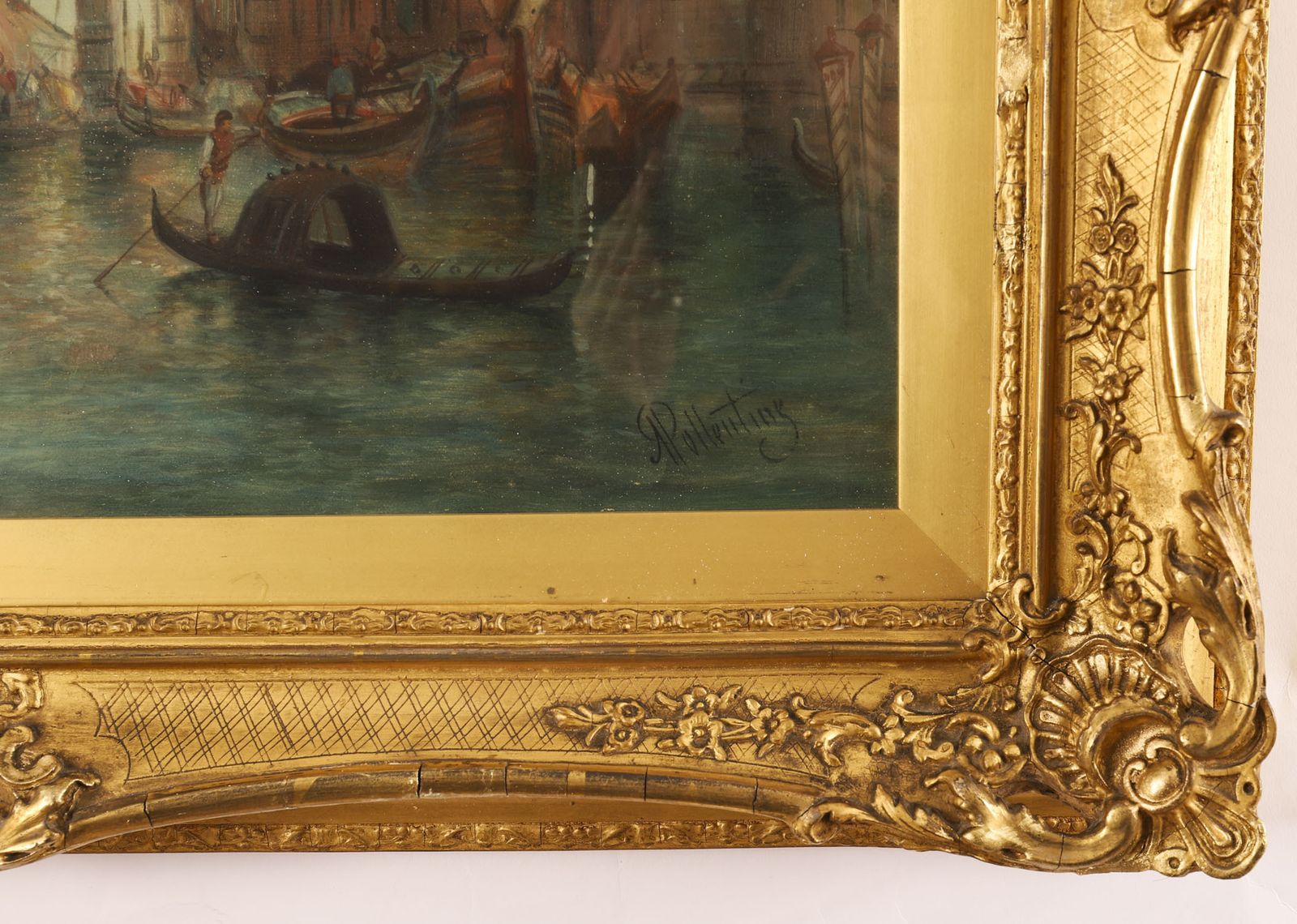 Antique Pair Oil Paintings Grand Canal Venice Alfred Pollentine  19th C photo 10250.0