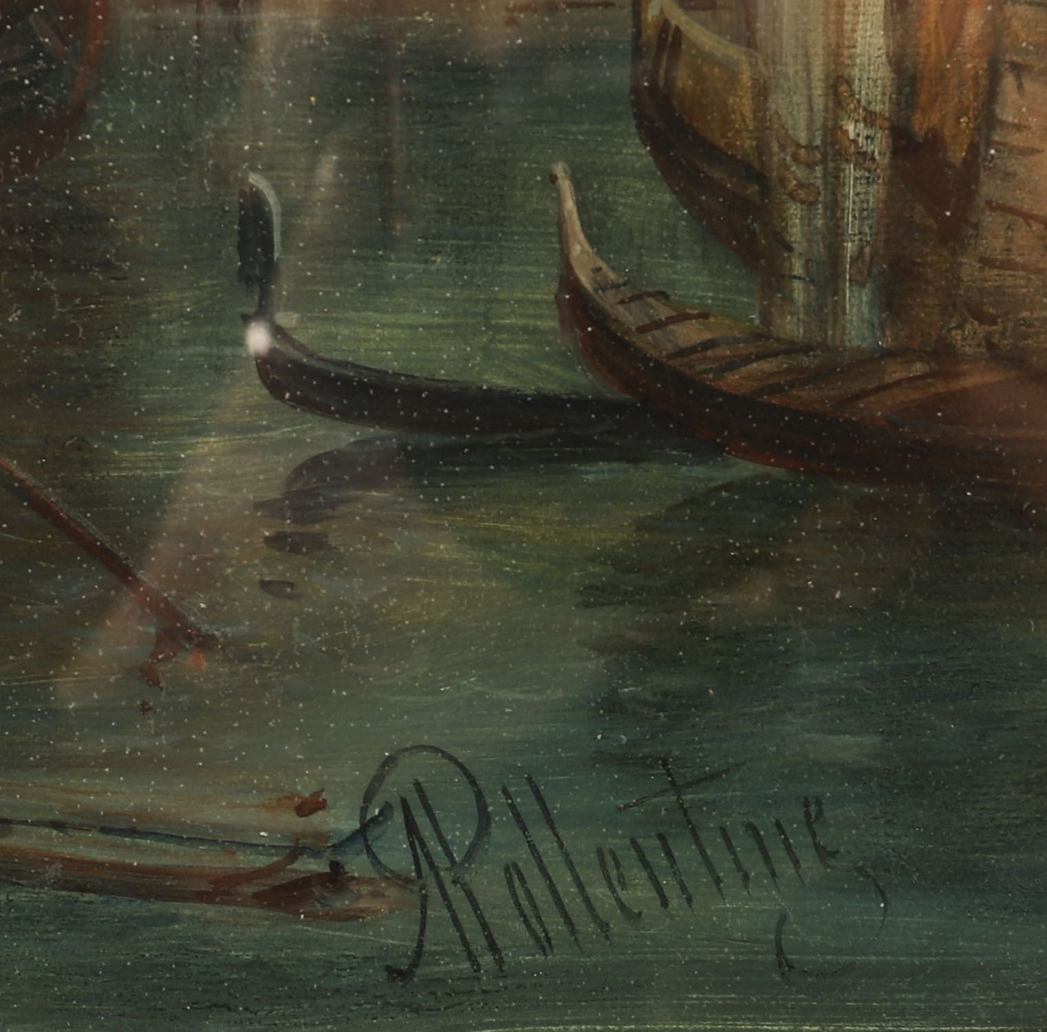 photo vintage Antique Pair Oil Paintings Grand Canal Venice Alfred Pollentine  19th C