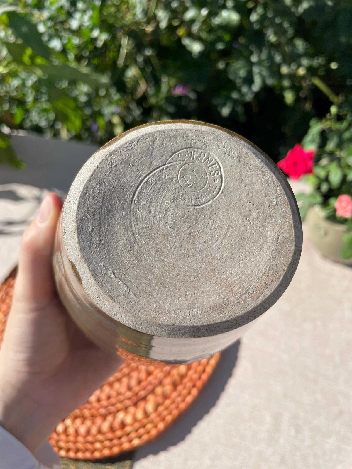 photo for sale Ceramic Bottle   Port Wine   Green Brown Glaze   French   Les Vernes