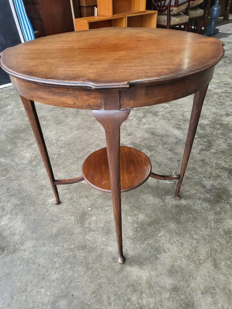 Antique Round Occasional 2 Tier Side Dining Table Tapered Legs photo furniture