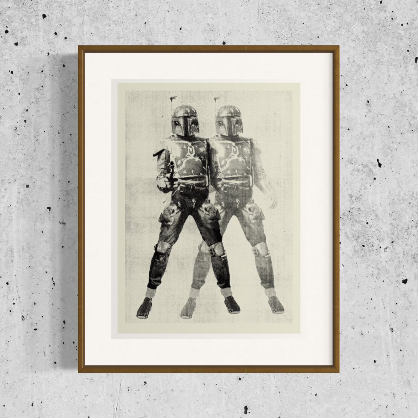 Pop Art 'Boba Fett' Signed Limited Edition Print Framed In Brown photo furniture