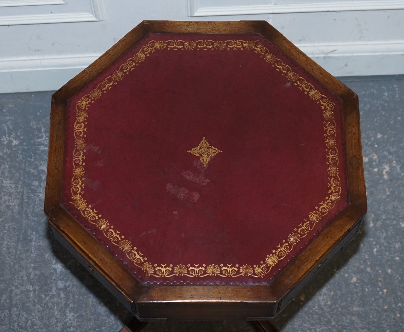 950.0 Revolving Military Campaign Burgundy Leather Drum Side End Table Bevan Funnell photo