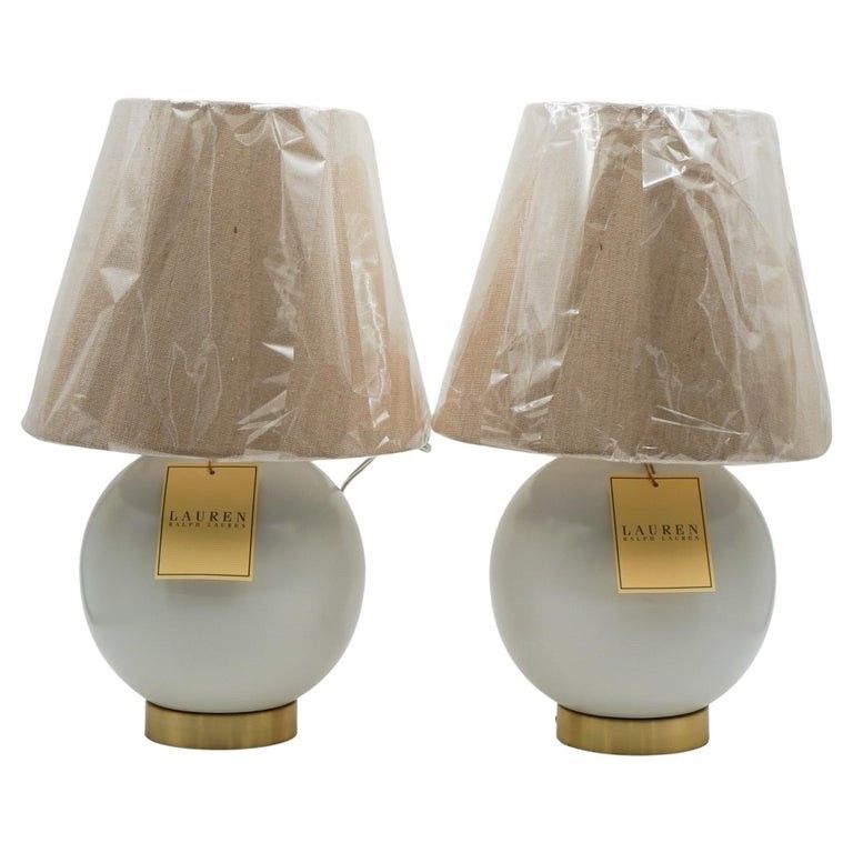 Pair Of Ralph Lauren Ex Display White Ceramic Table Lamps Including Shades (1/2)