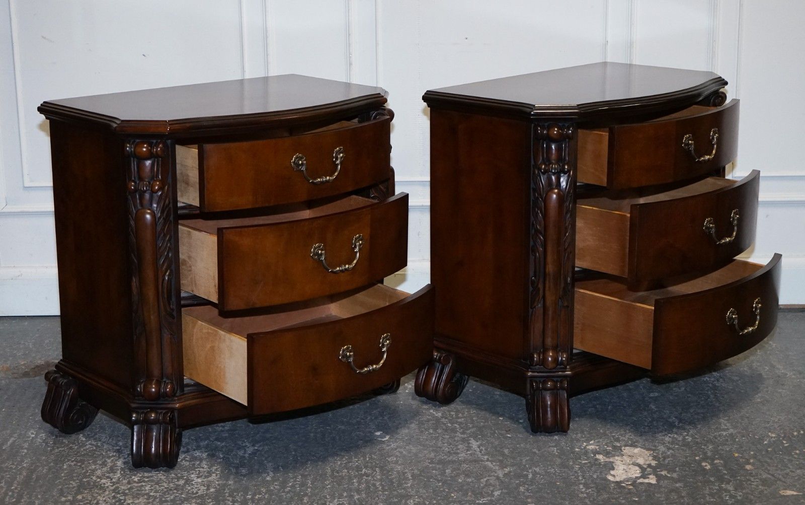 Pair Of Large American Chippendale Style Nightstands Bedside Tables photo for sale