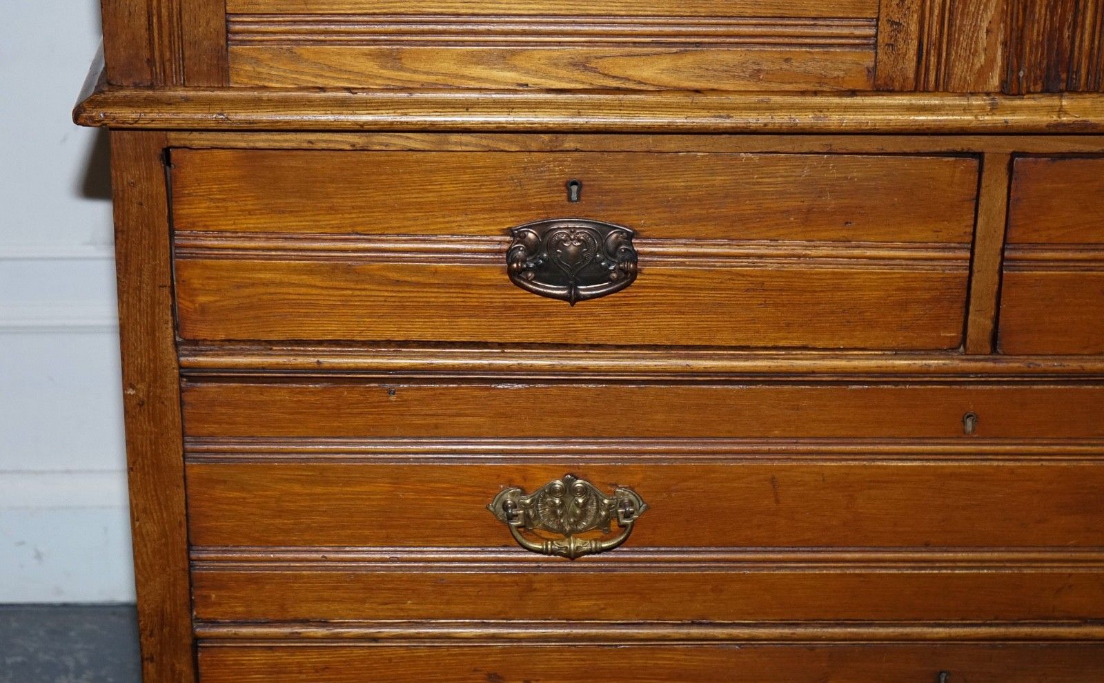 Antique Victorian English Oak Linen Press Wardrobe With Four Drawers photo buy