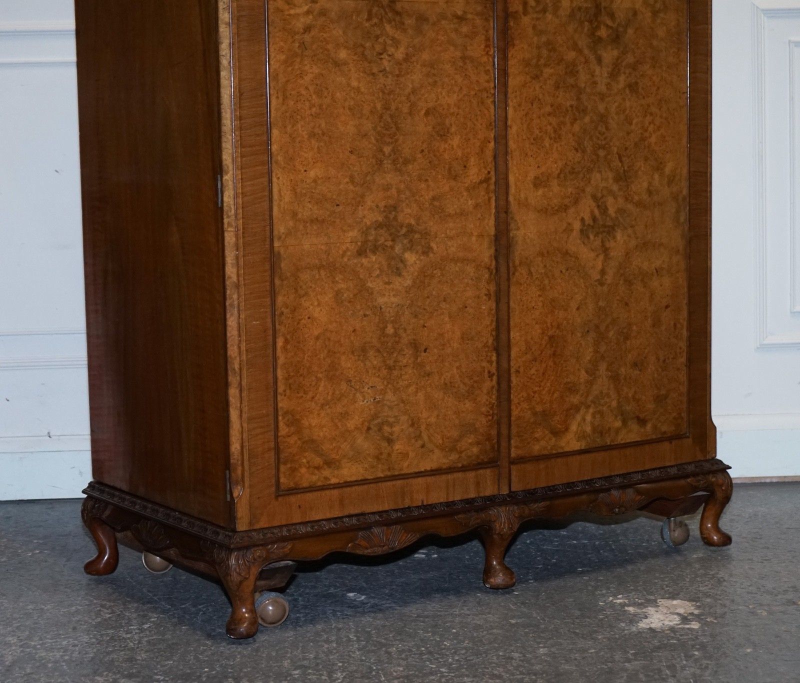 Victorian Queen Anne English Art Deco Burr Walnut Two Door Wardrobe photo Furniture