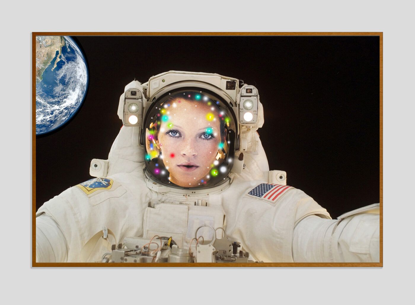Batik 'Kate In Space' Signed Limited Edition Print Framed In Brown photo furniture