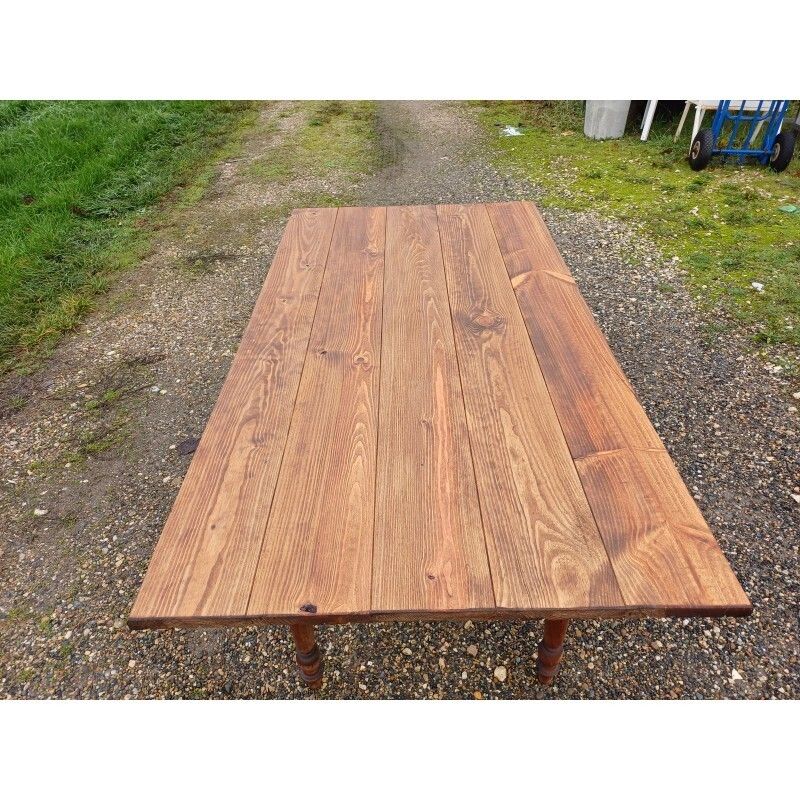 Country Farmhouse Table In Pine And Walnut, 1 Drawer photo for sale