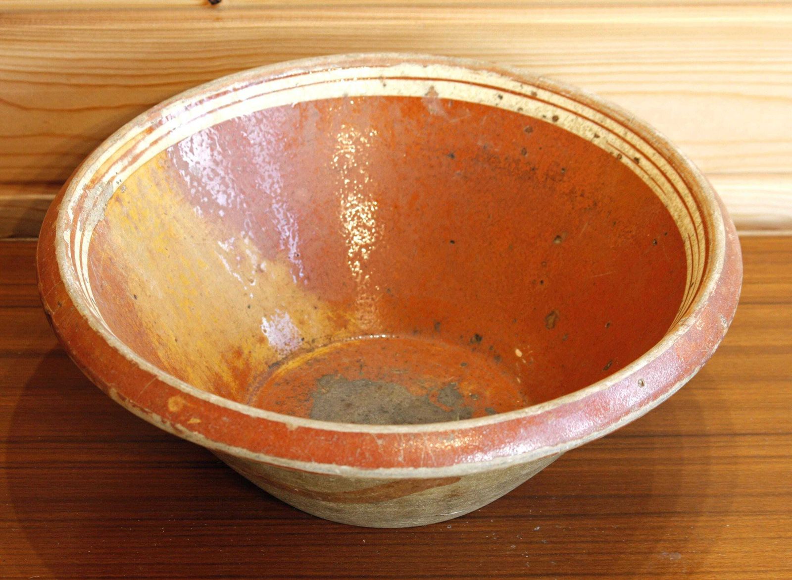 Vintage Alsace Pottery Bowl   34cm French Antique Stoneware Dish French Kitchen Mixing Bowl Gift Off The Wall Clocks