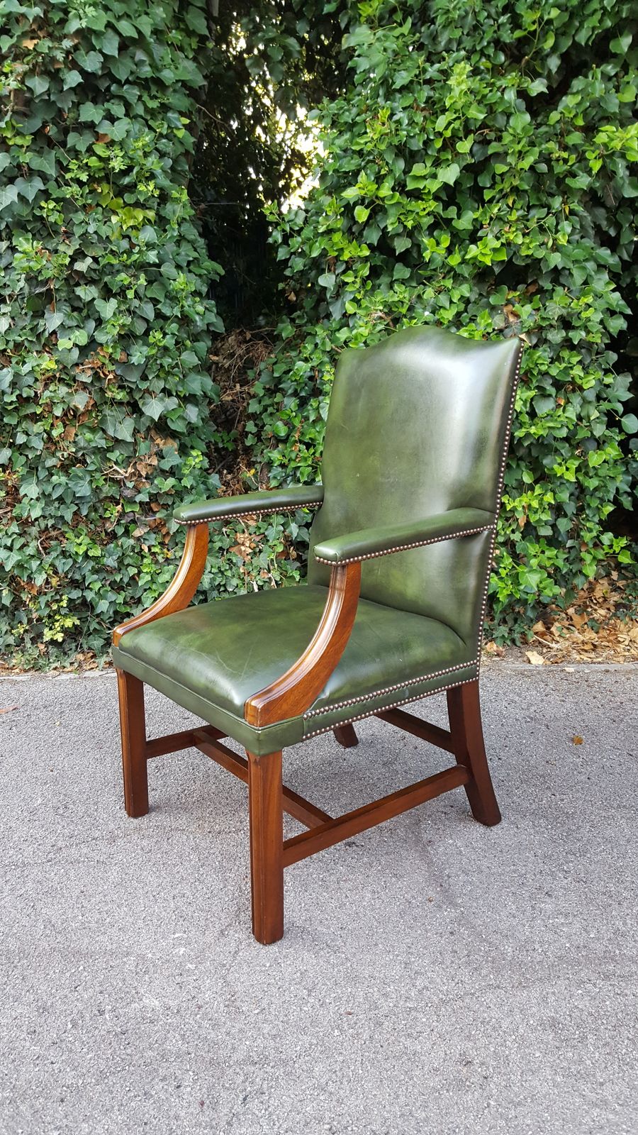 Antique Style Mahogany & Leather Office Chair photo furniture