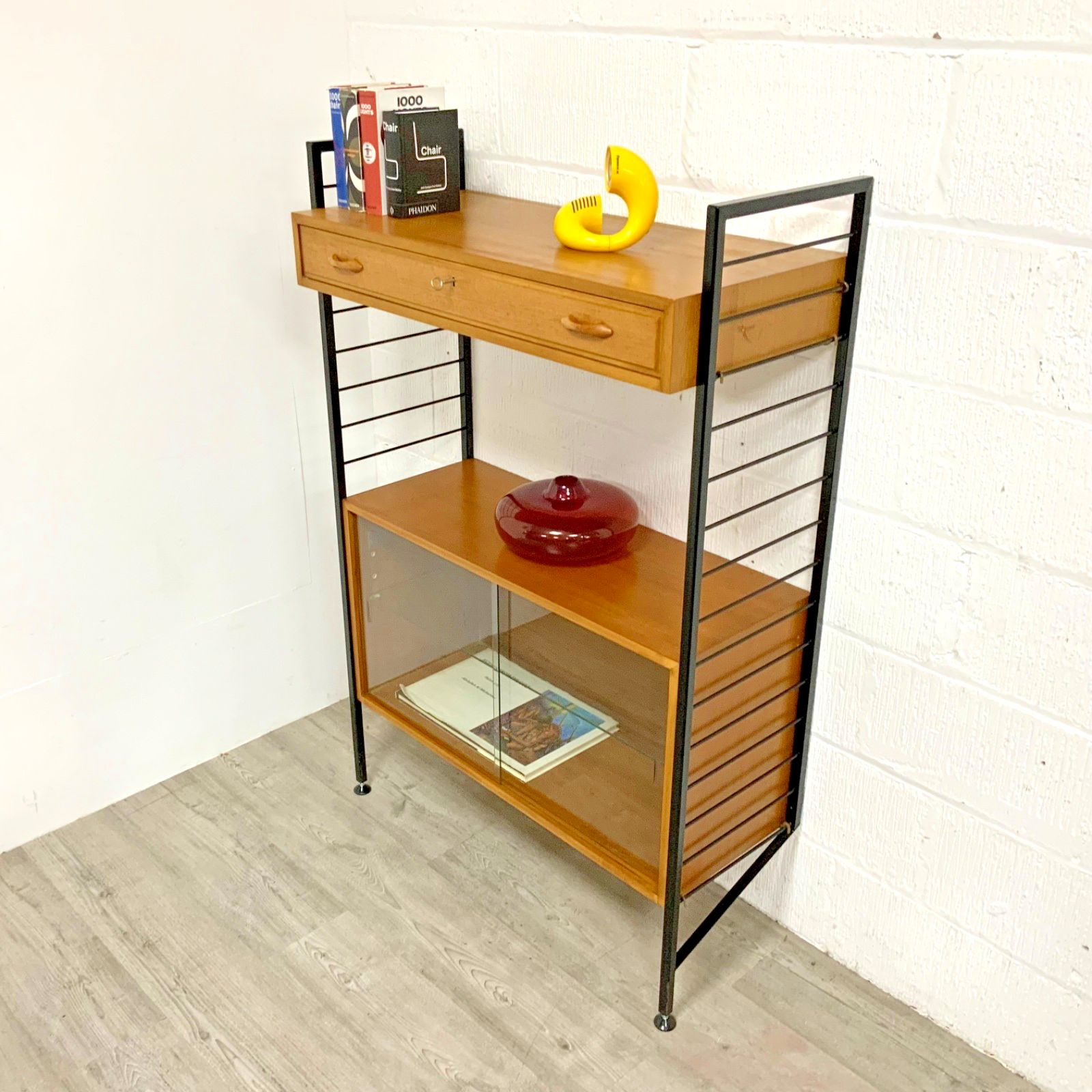 Vintage Staples Ladderax Modular Shelving Unit Cabinet Hifi Bookcase Teak 60s /7 photo for sale
