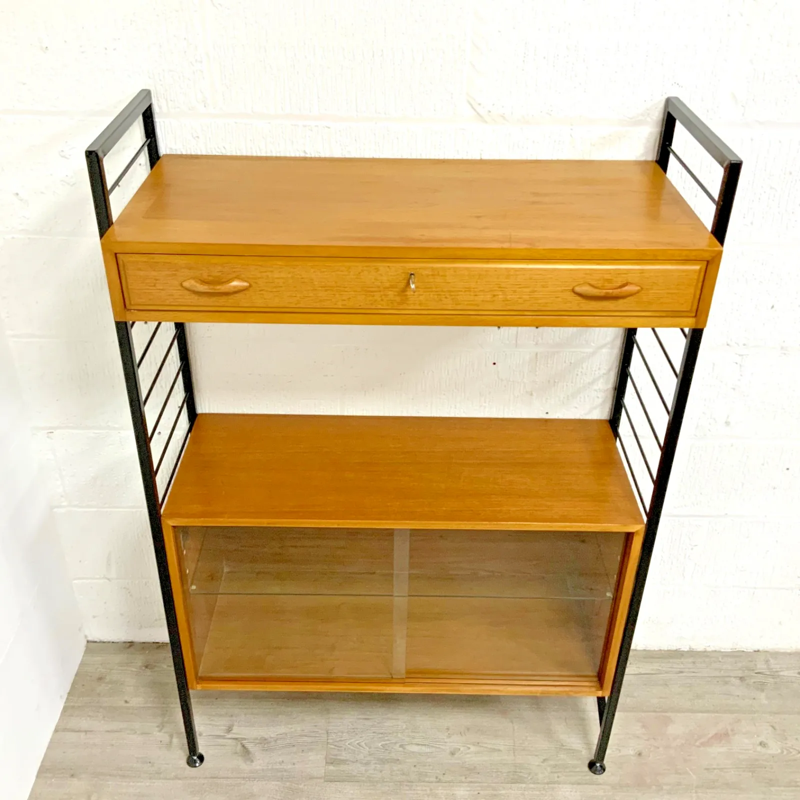 Vintage Staples Ladderax Modular Shelving Unit Cabinet Hifi Bookcase Teak 60s /7 photo Furniture