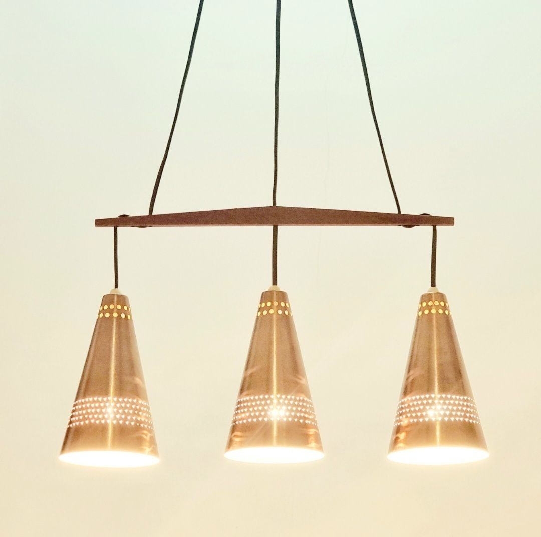 Mid Century Scandinavian Copper & Teak Pendant By Hans Agne Jakobsson, 1950s photo Lighting
