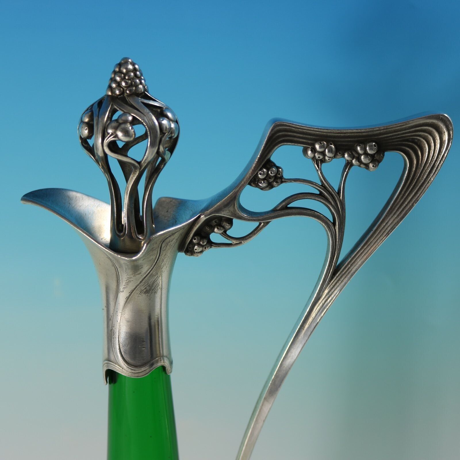 photo for sale Art Nouveau Wmf Claret Jug And Stopper With Green Glass Liner