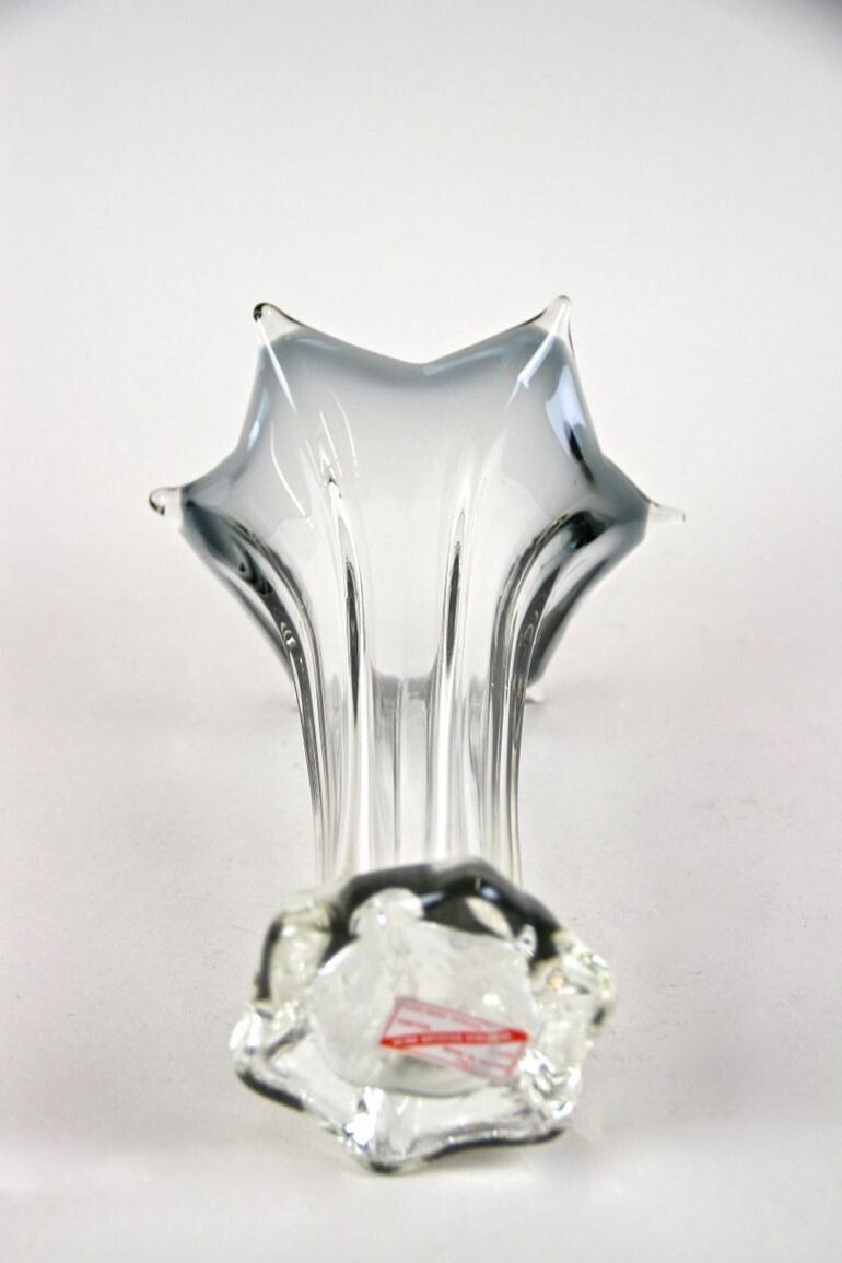 photo vintage 20th Century Clear Murano Glass Vase, Vetro Artistico Veneziano, Italy Ca. 1970