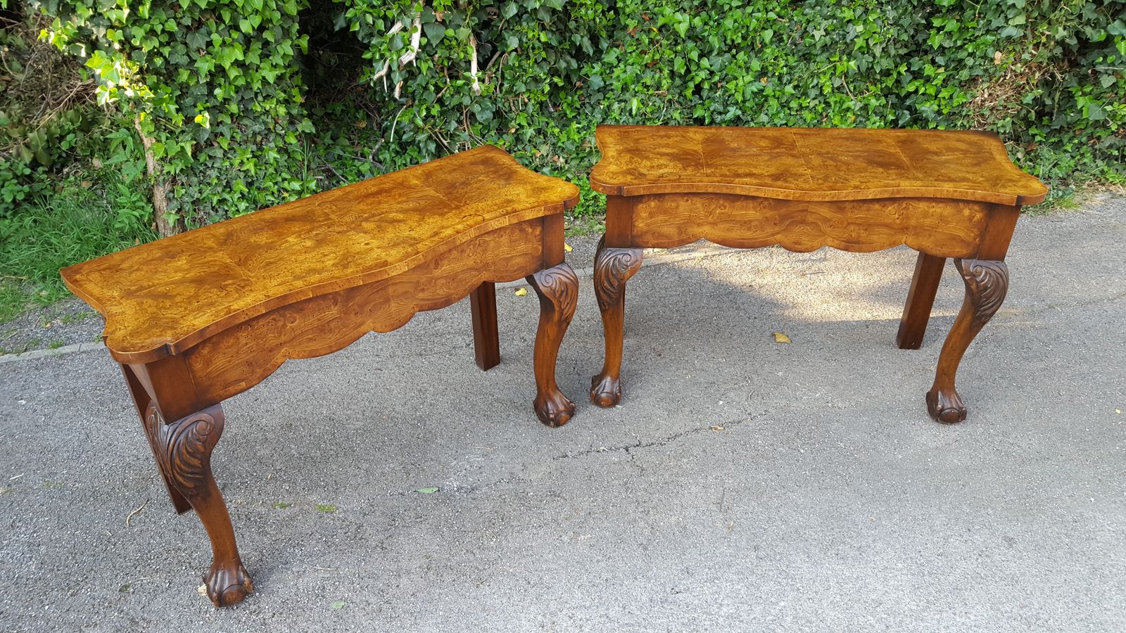 Pair Of Burr Walnut Hall Tables photo Furniture