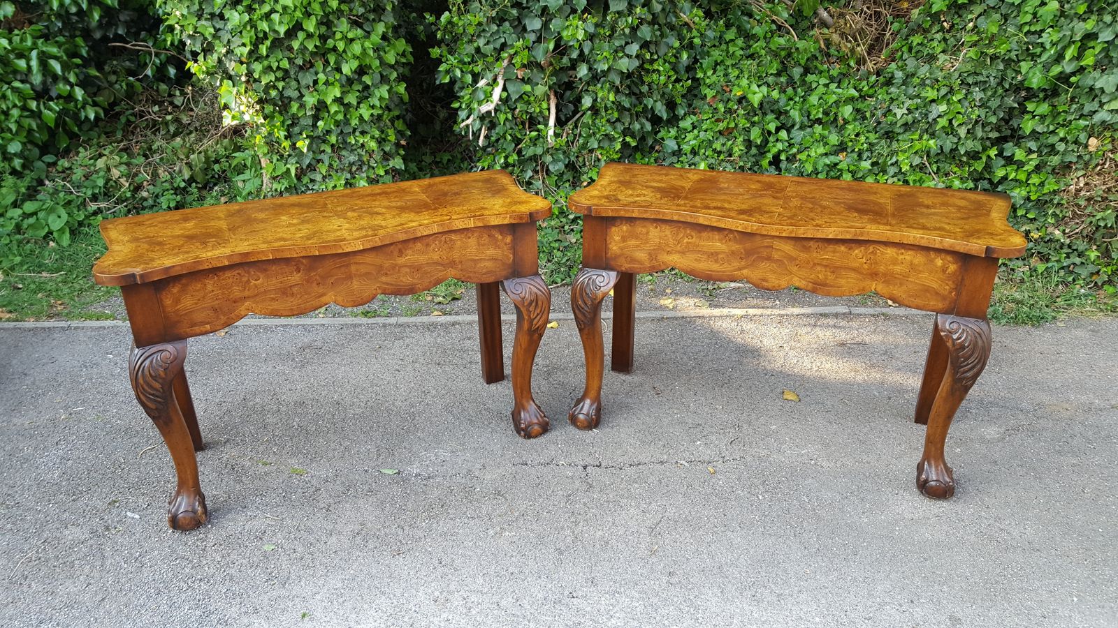 Pair Of Burr Walnut Hall Tables