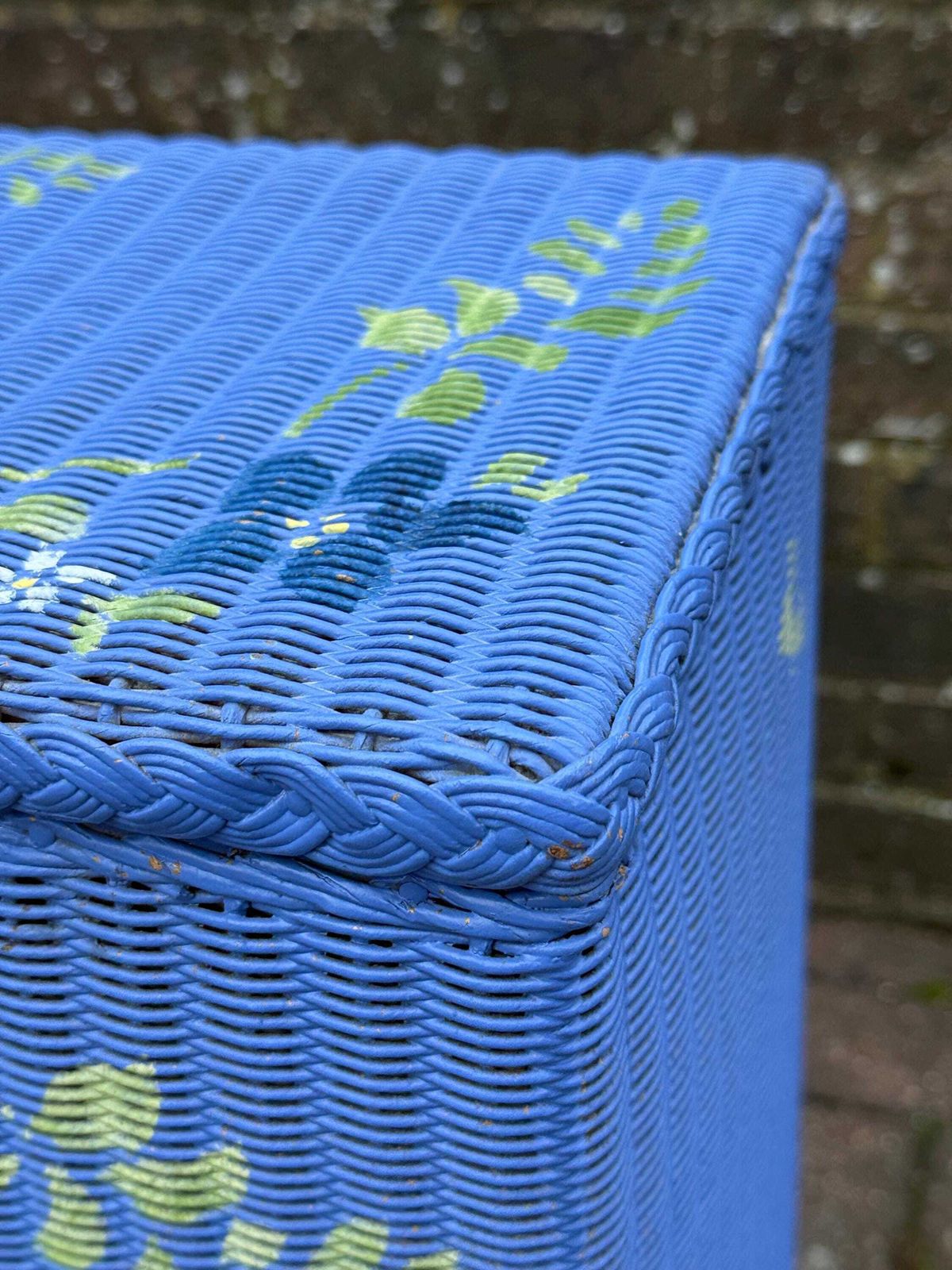 photo buy Vintage Hand Painted Lloyd Loom Lusty Wicker Laundry Basket – Upcycled Storage, Retro Home Décor Charm
