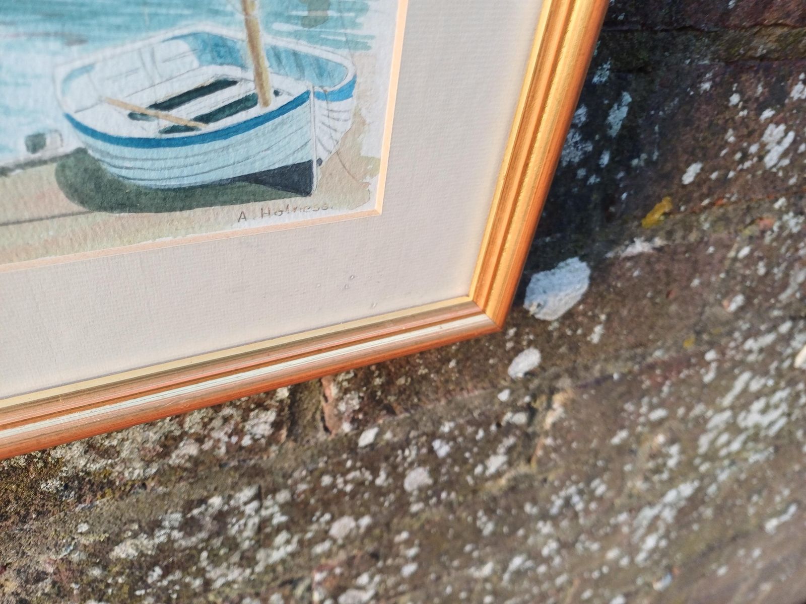 Framed Watercolour Harbour Painting Of Blakeney, Norfolk By A. Holness, Vintage Coastal Art photo Art