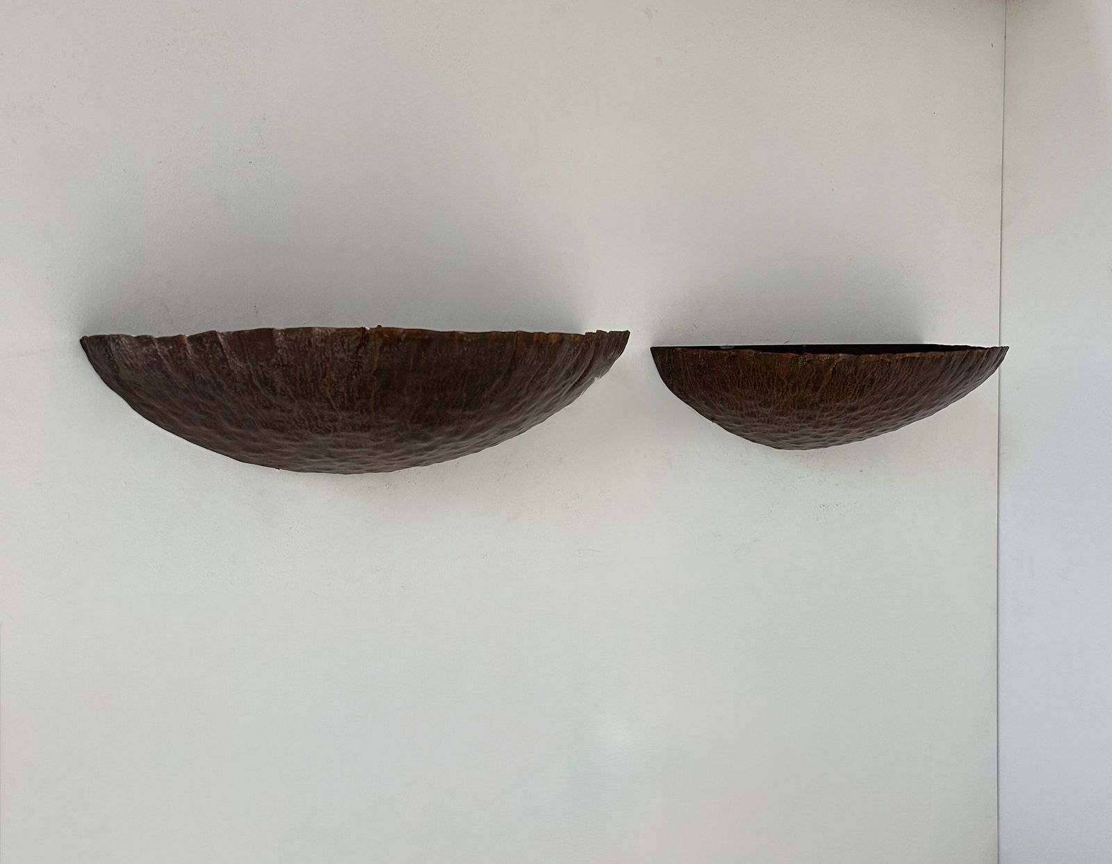Pair Of Vintage Wall Lights, Treated Rusted Metal, France, 1980 photo furniture