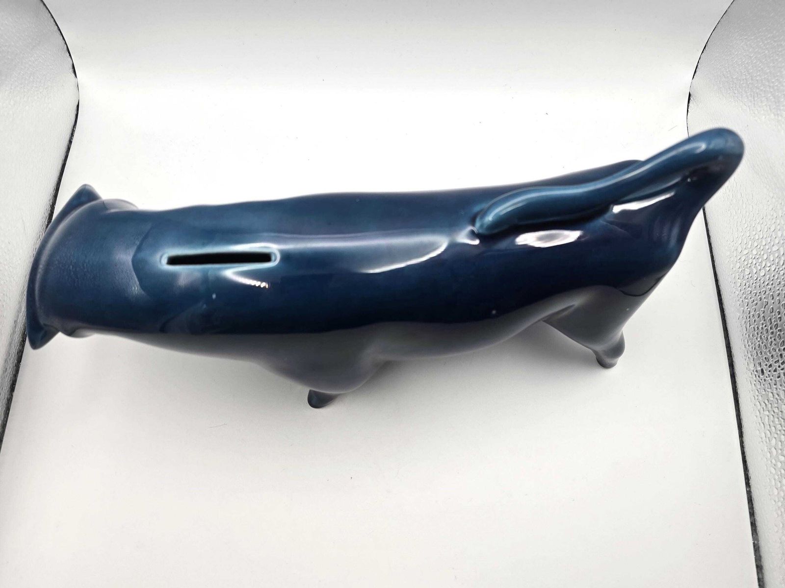 Vintage Trentham Studio Pottery Blue Bull Money Box   Petrol Blue / Teal Large Ceramic By Colin Melbourne photo vintage