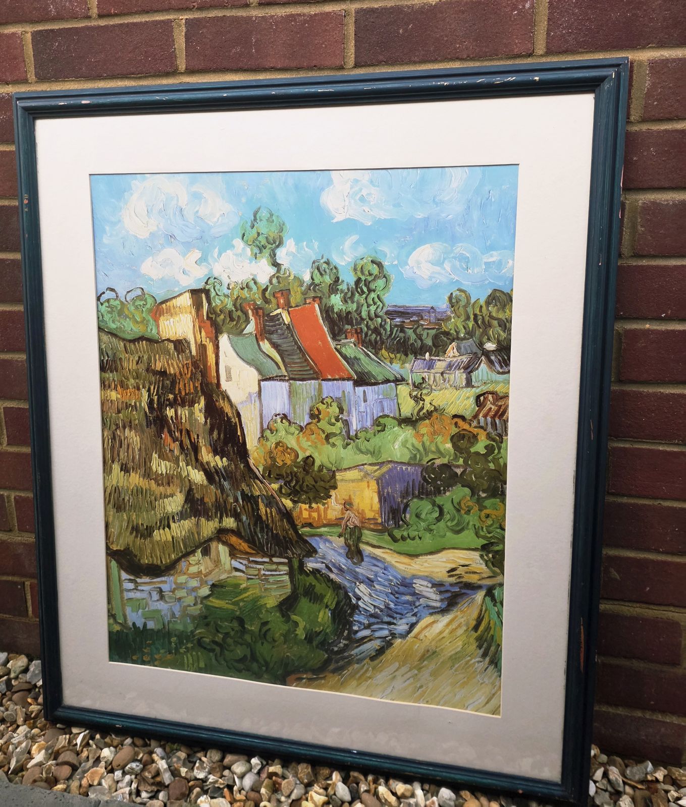 Very Large & Colourful, Framed Print Of 'Houses In Auvers' By Vincent Van Gogh photo for sale