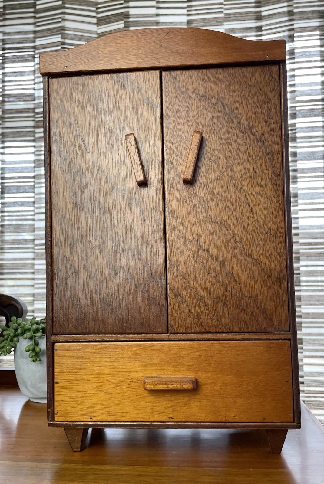 Small Apprentice Piece Size Mid Century Teak Wardrobe With Drawer & Coat Hangers photo vinterior