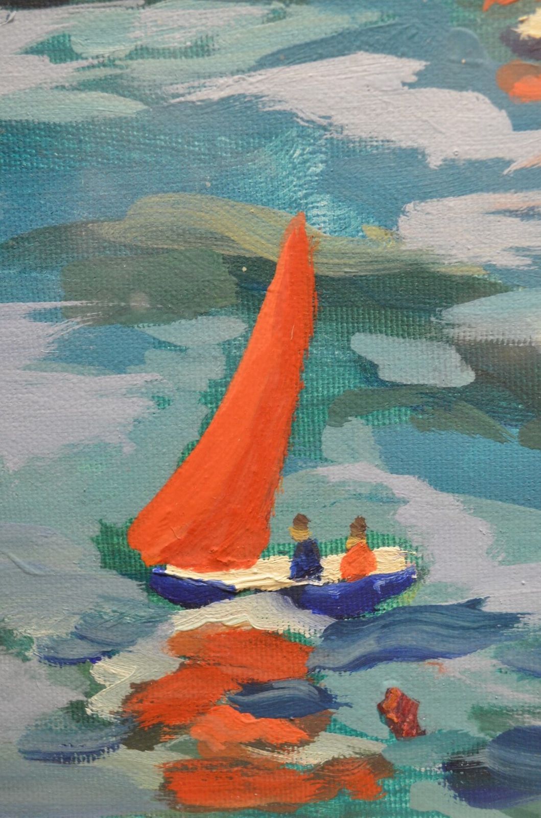 Lucy Pratt (British B.1970): An Oil Painting On Canvas 'Red Sails, Salcombe photo for sale