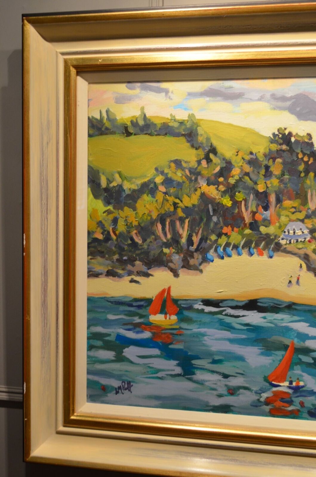 photo for sale Lucy Pratt (British B.1970): An Oil Painting On Canvas 'Red Sails, Salcombe