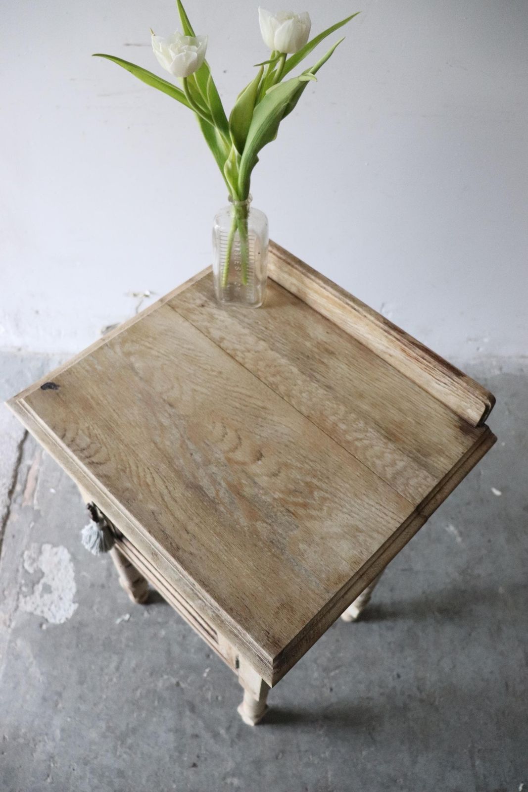 Furniture Stripped French Oak Washstand Or Bedside Cabinet With Duck Egg Interior photo