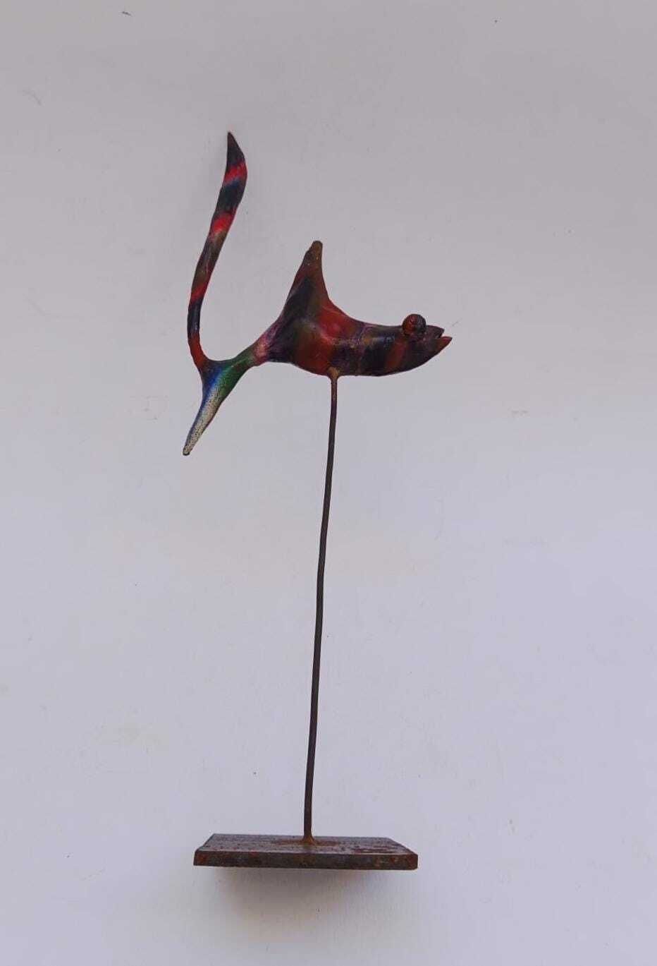 Painted Iron Fish Sculpture Designed By Giovanni Tamburelli Metal Art photo furniture