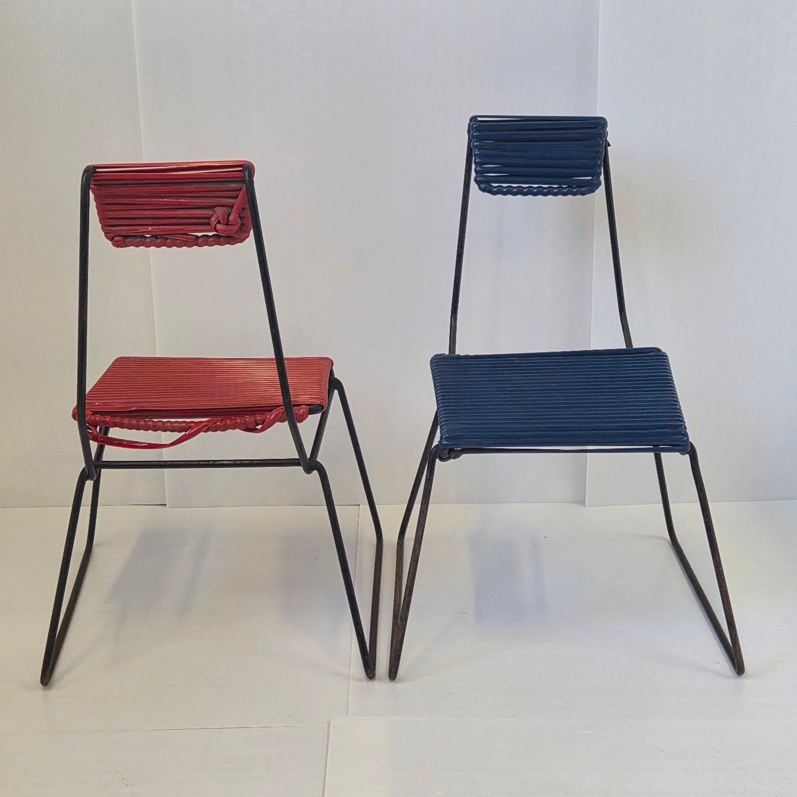 Vintage 1950s Metal & Plastic Scoubidou 50s Rockabilly Set Of 3 Chairs photo Furniture