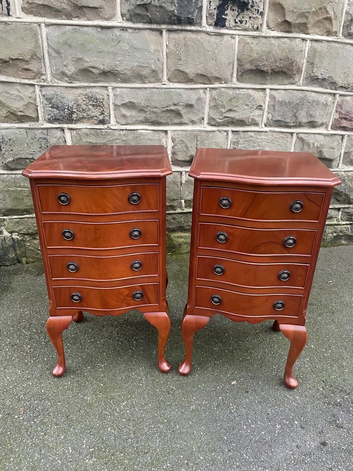 Pair Mahogany 4 Draw Bedside Chests Draws
