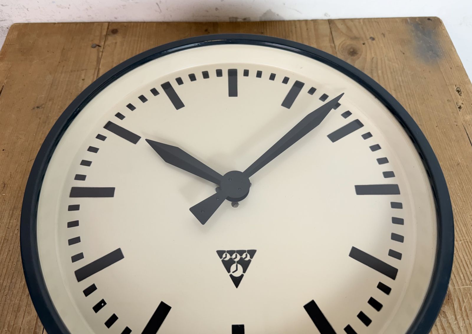 Dark Grey Industrial Factory Wall Clock From Pragotron, 1960s photo vinterior