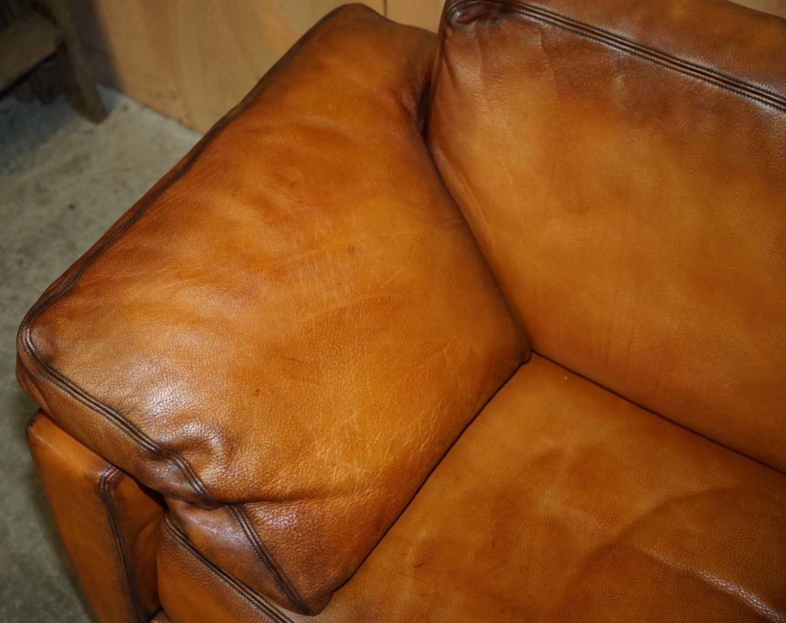 Restored De Sede Ds17 Brown Buffalo Neck Leather Two Seat Sofa Part Of Suite photo buy