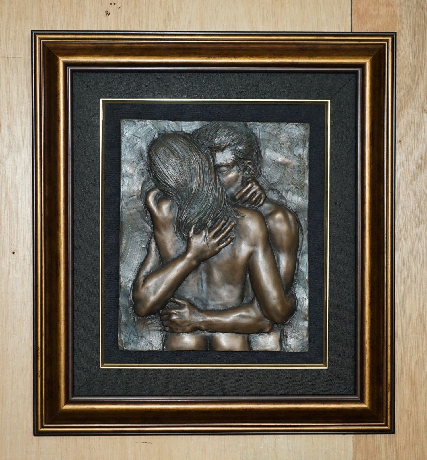 Stunning Circa 2000 Bill Mack Careless Bronze Plaster 3d Picture Of Two Lovers photo furniture