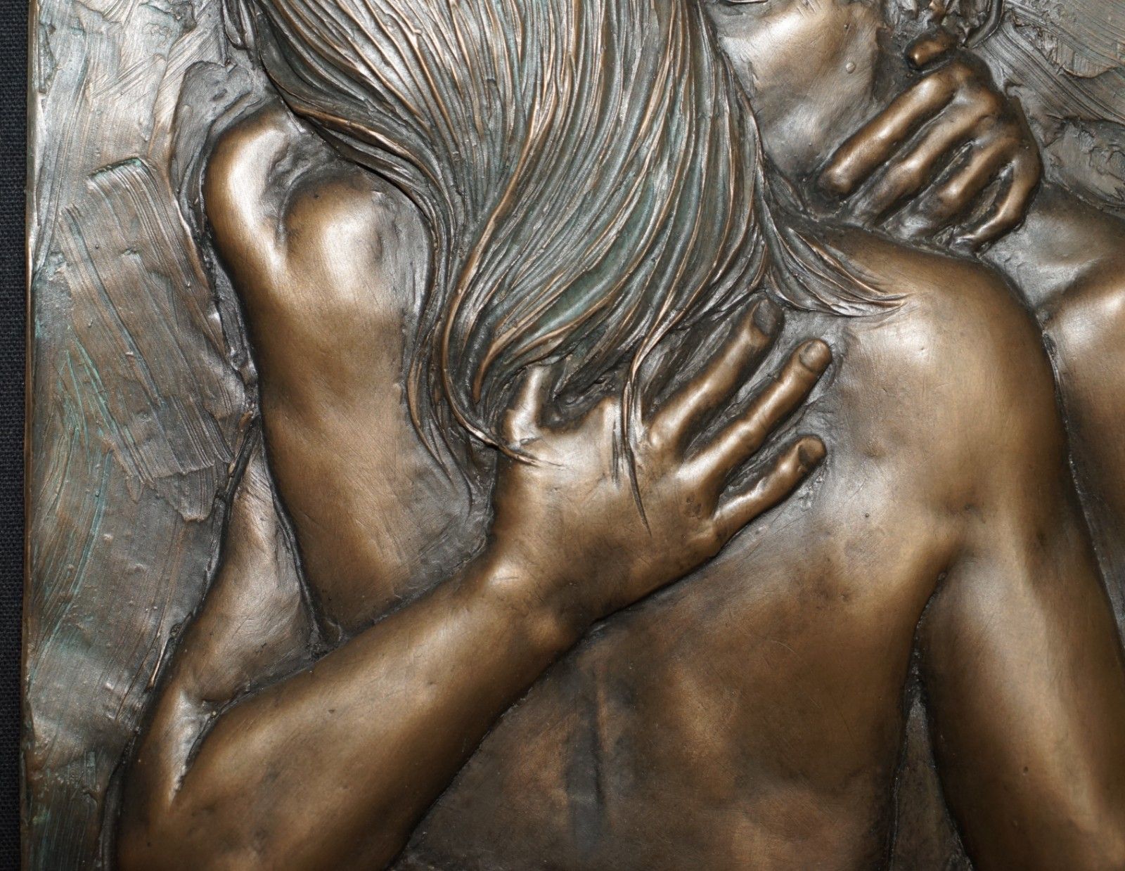 Stunning Circa 2000 Bill Mack Careless Bronze Plaster 3d Picture Of Two Lovers photo vintage